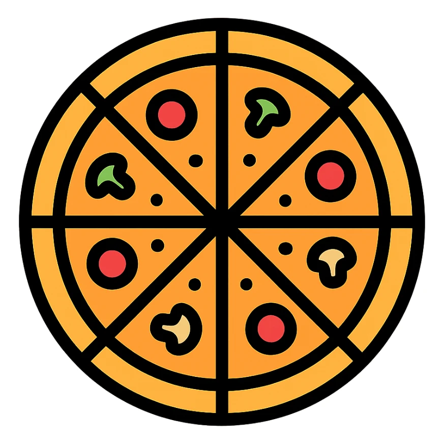 whole pizza color outline icon sticker