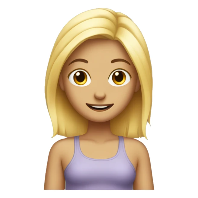 Blond girl removes back  her hair sticker