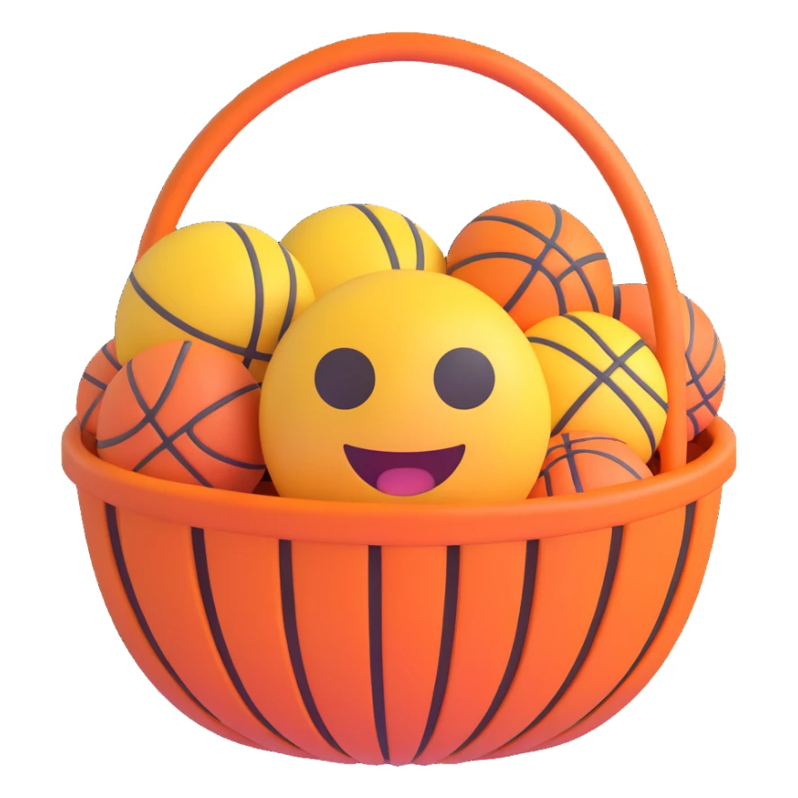 a ball basket, 3D emoji style sticker