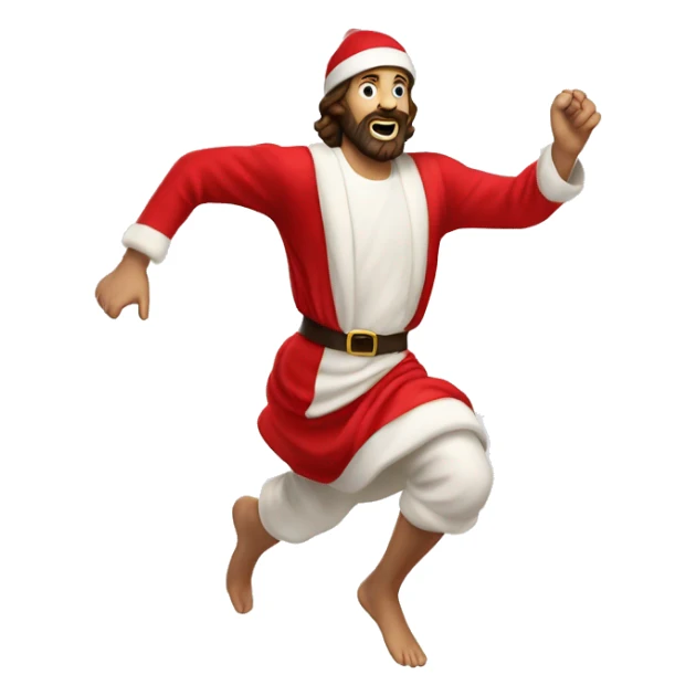 skipping sprint Jesus santa costume sticker