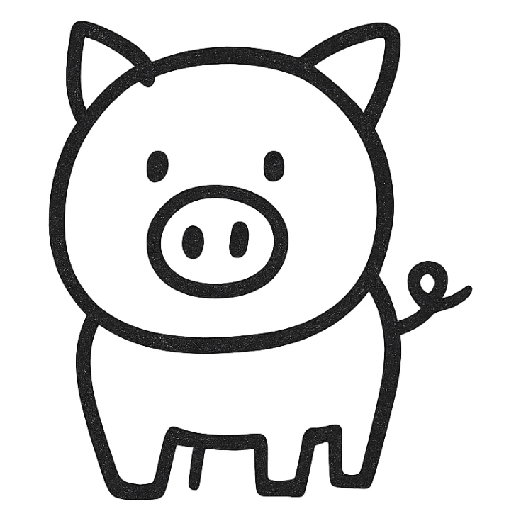 hand drawn outlined icon of a pink animal, no fill, thick lines sticker