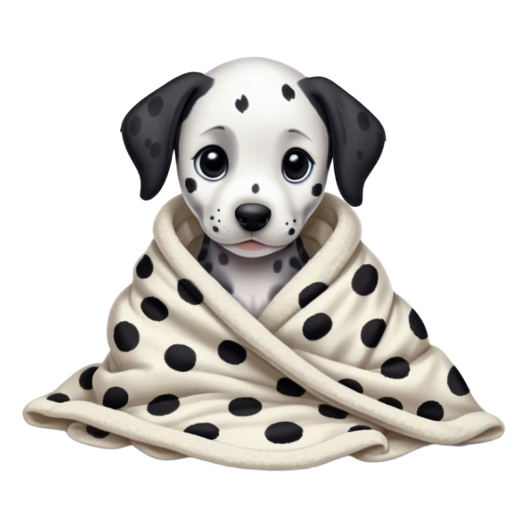 dalmatian puppy cozy in a blanket sticker