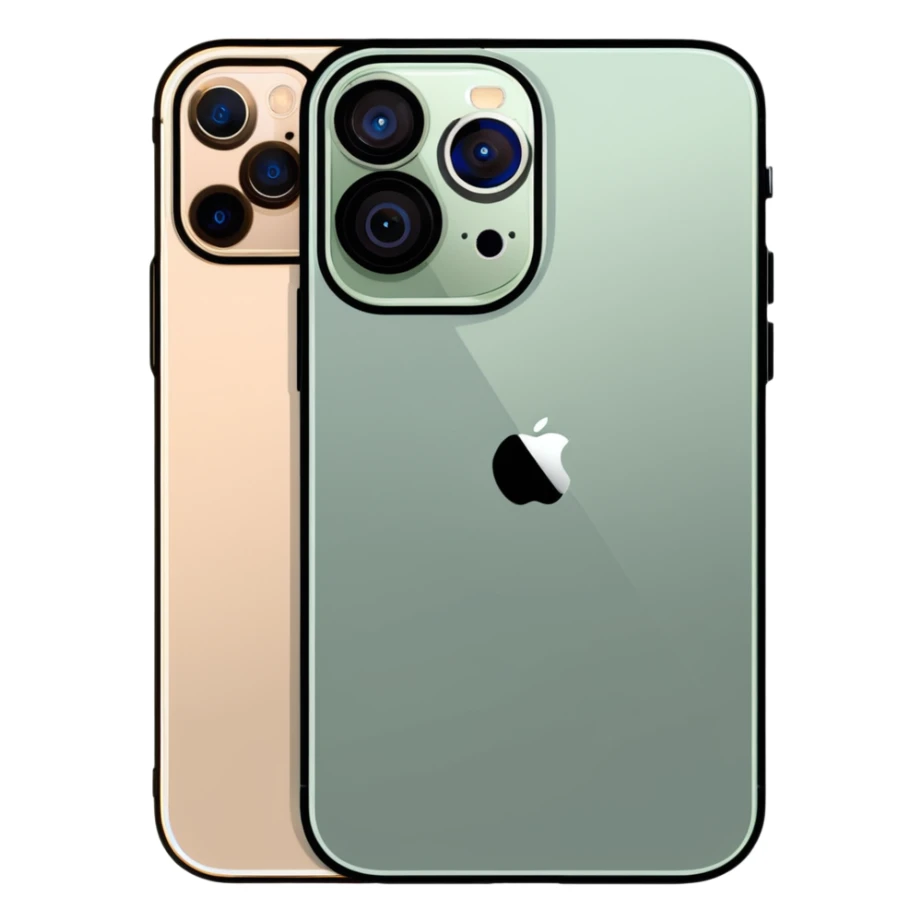 iPhone 15 Pro in natural titanium color with action button and triple camera sticker