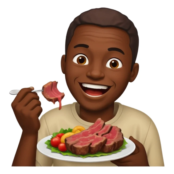 An African man eating meat and laughing  sticker