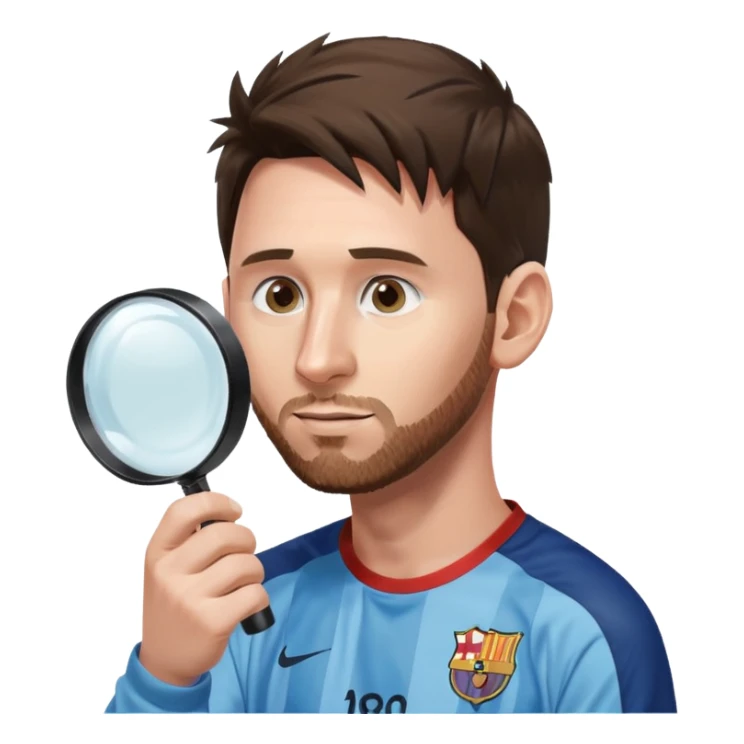 Messi de perfil mirando con una lupa de sticker