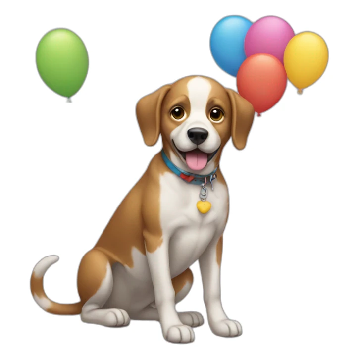 dog with full body holding balloons sticker