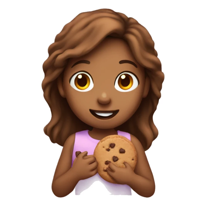 Brown haird girl eating a cookie sticker