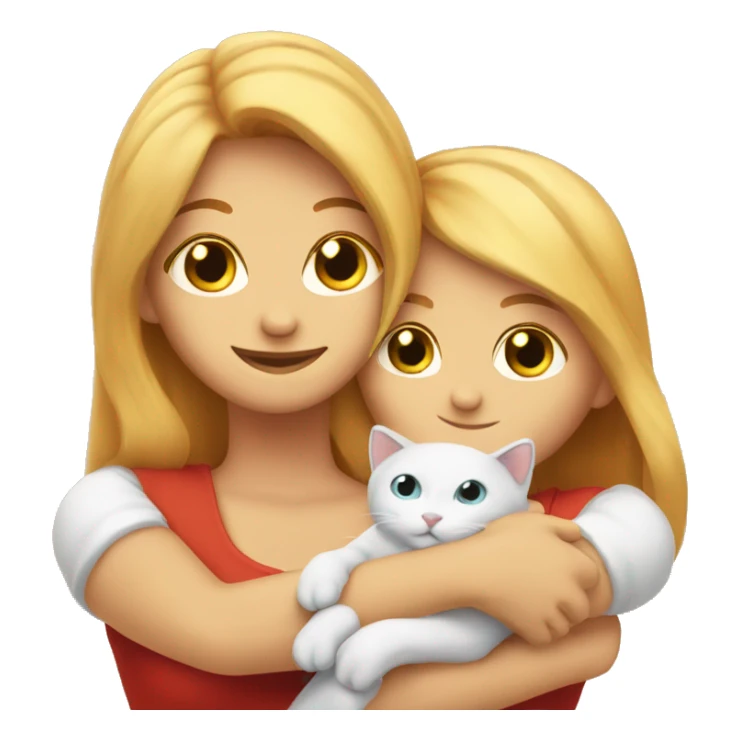 A red cat in the arms of two blondes sticker