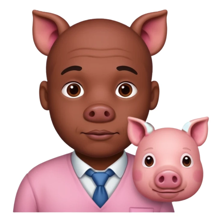 A pig in human shape riding a black man in pig shape sticker