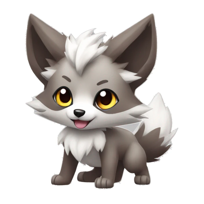 Kawaii Chibi Poochyena-Lycanroc-Pokémon Full Body sticker