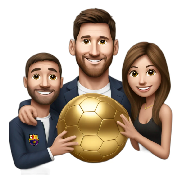 Messi avec ses 8 ballon d'or et sa famille sticker