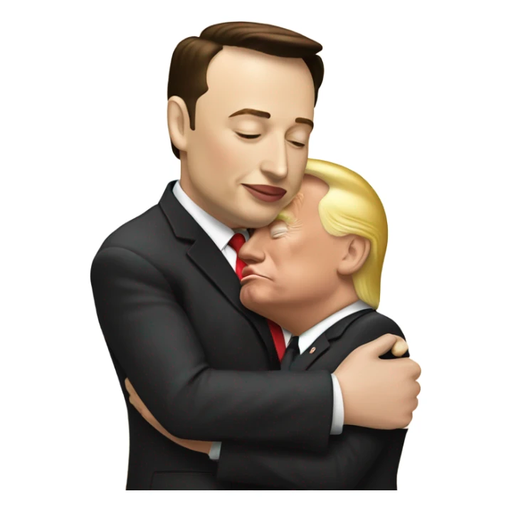 Elon Musk kissing Donald Trump ￼ sticker