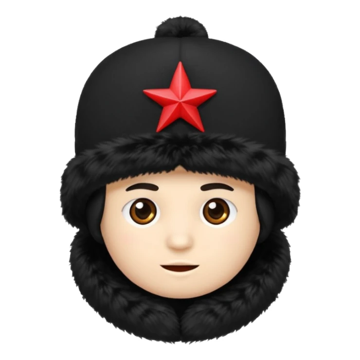A blank Black ushanka with a red star on it sticker