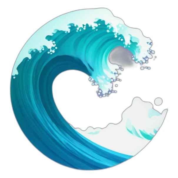 create an illustrated flat simple logo of a wave as it reaches breakpoint sticker
