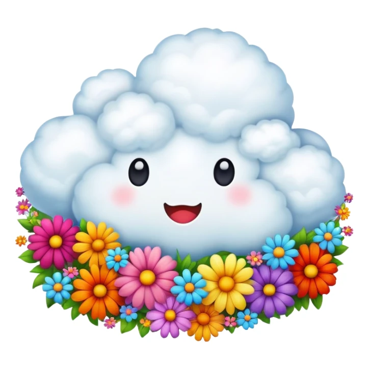 A fluffy cloud made entirely of colorful flowers sticker