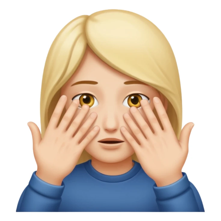 Covering the face with hands and peeping through your finger sticker