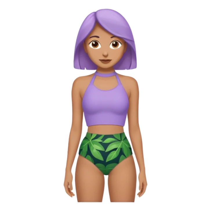 Retro swimsuit light purple halter top with high waisted leafy bottoms sticker
