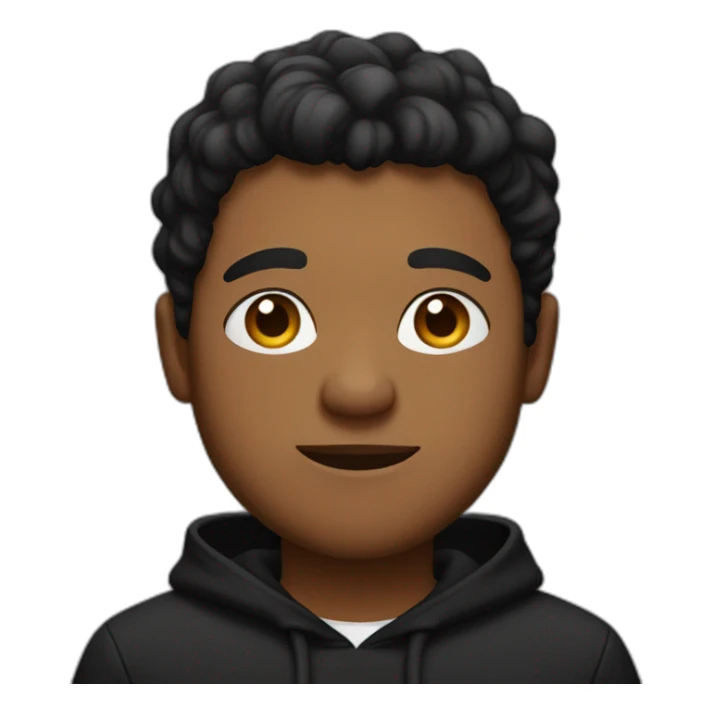 A brown skin guy in black hoodie, little fatty sticker