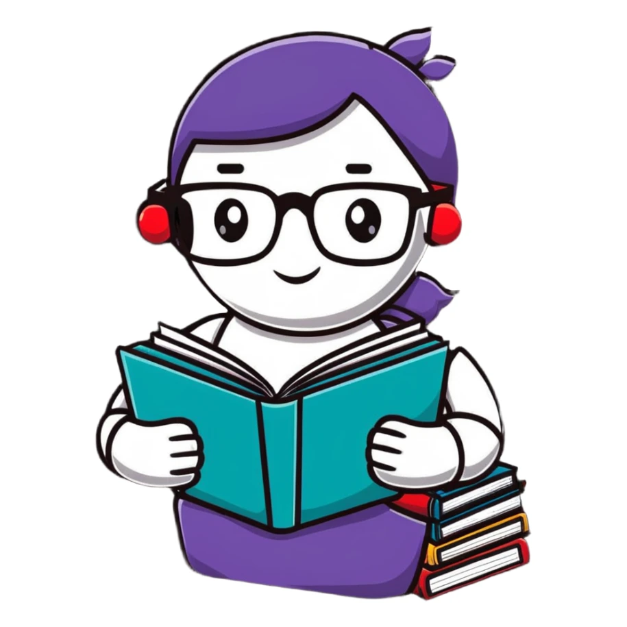nerdy robot librarian with glasses and books sticker