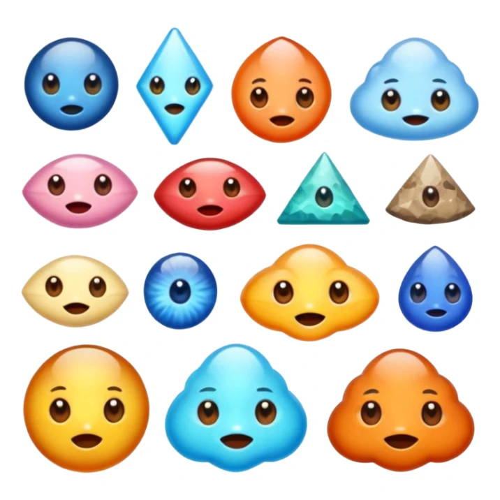charactarised colorful minerals with eyes and mouth sticker