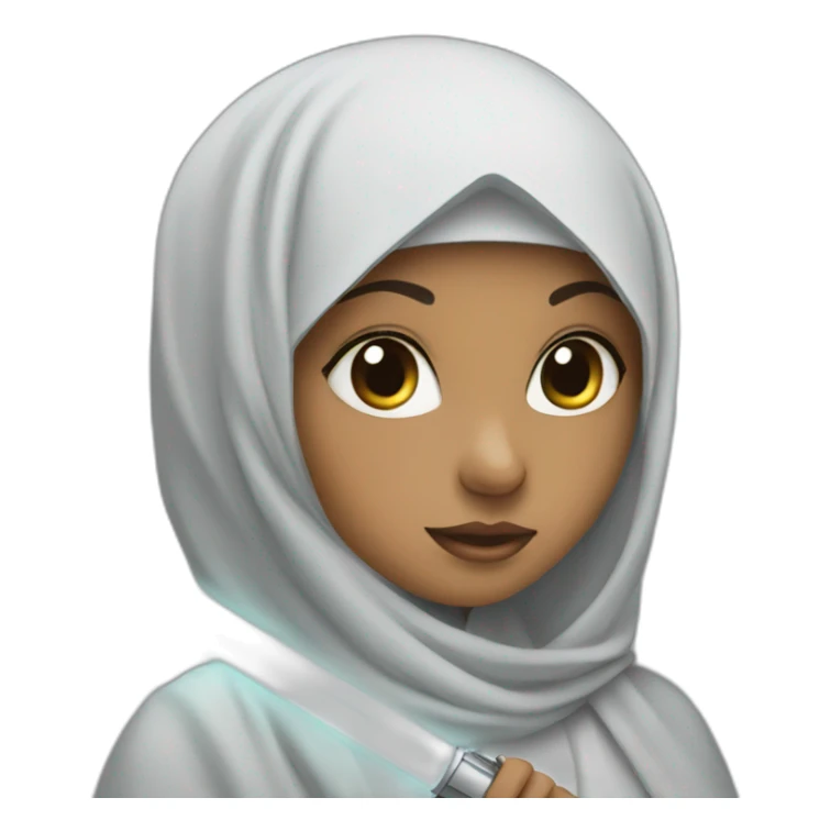a hijab girl with light saber sticker