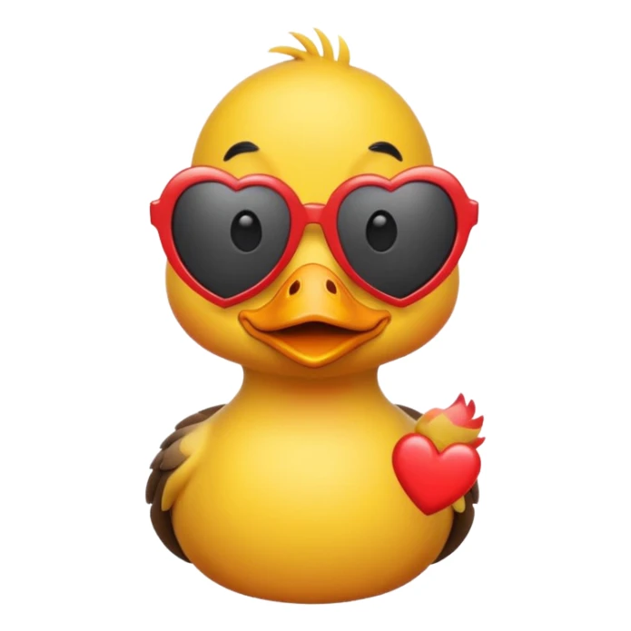 Make a frame emoji and inside it is a duck wearing red heart sunnies and the background is sky or anything blue sticker