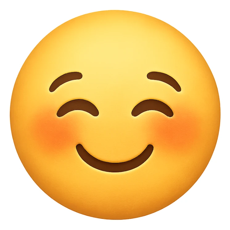 cute emoji, smiling with closed eyes, chubby cheeks, no background sticker