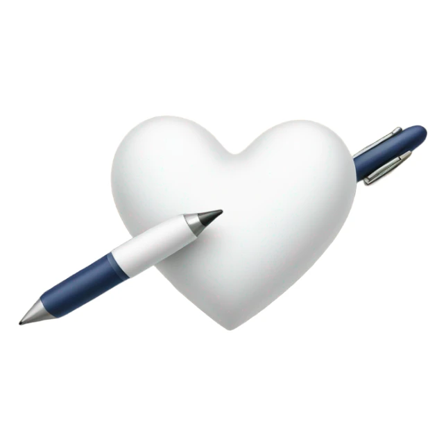 White heart with pen  sticker