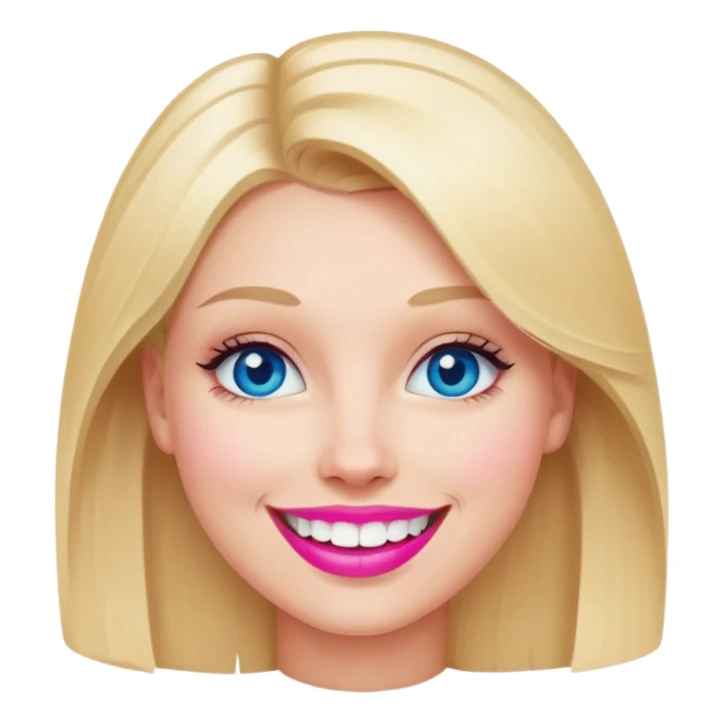 Blonde with smile and blue eyes, pink lips, straight teeth  sticker