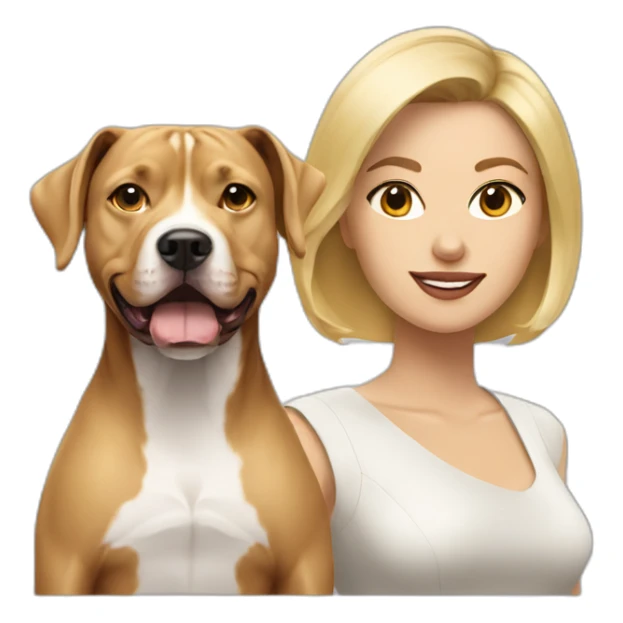 Blond lady with shoulder length bob haircut and a Pitbull dog sticker