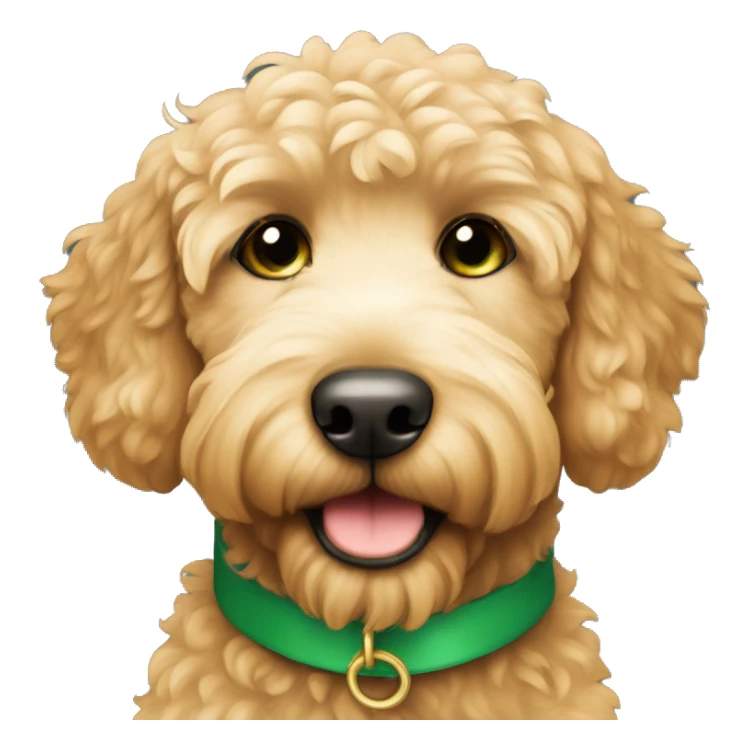 Cute golden doodle with green collar  sticker