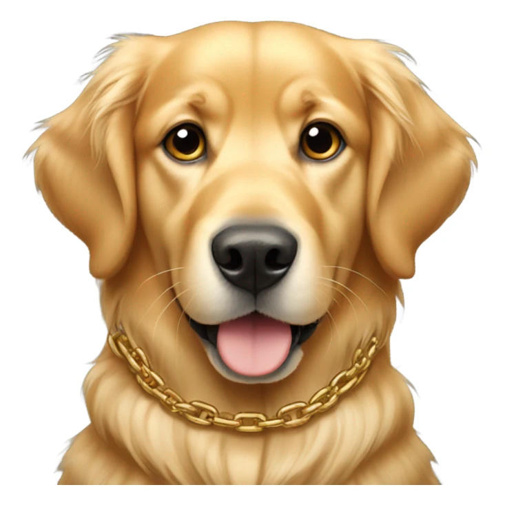 A golden retriever with a chain around its neck sticker