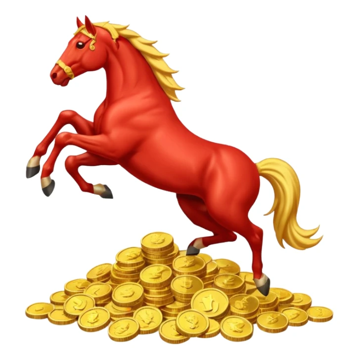 red horse agressive jumping across money sticker
