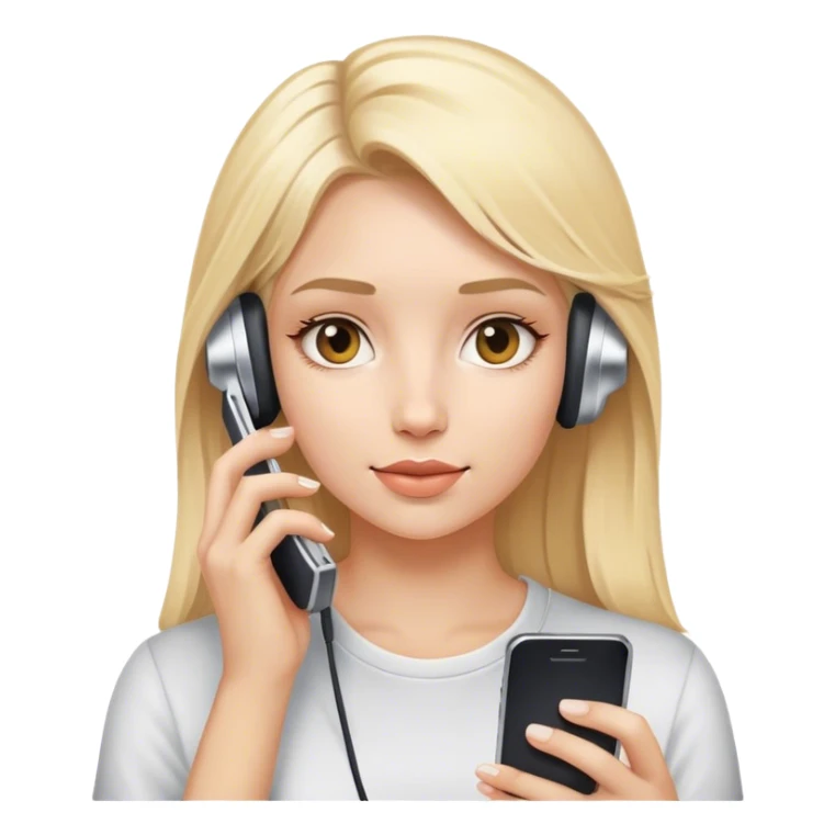 Cool blonde girl with handphones  sticker