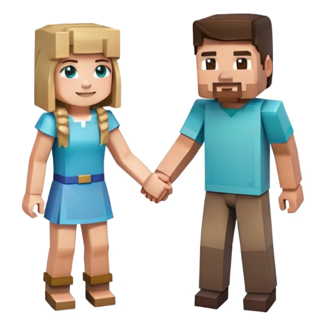 Minecraft Steve and Alex (girl) holding hands sticker