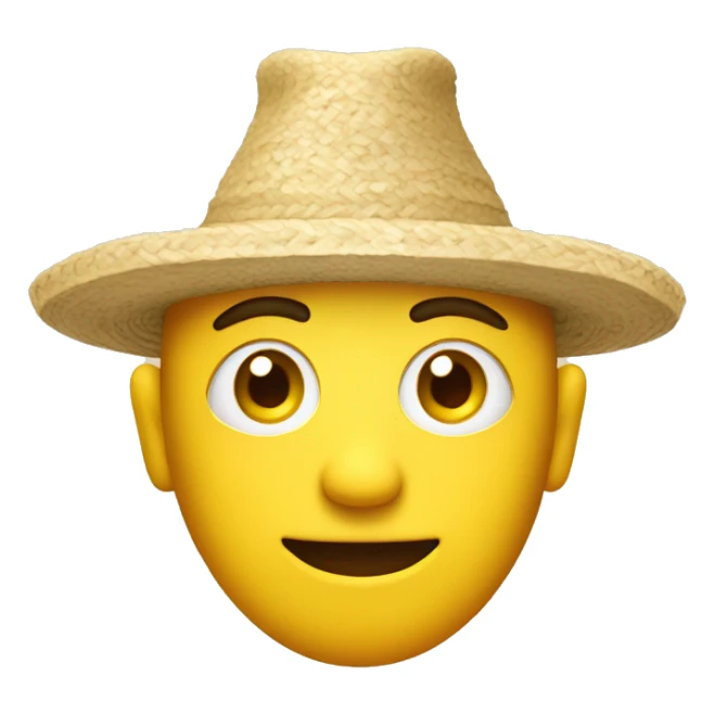 yellow man with small eyes and rice hat sticker