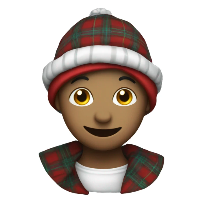 Smiling emoji in a tartan bonnet  sticker