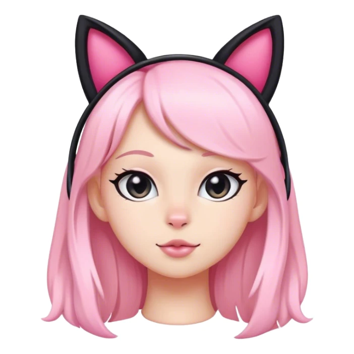 Black cat ears hair hoop with pink inside ears sticker
