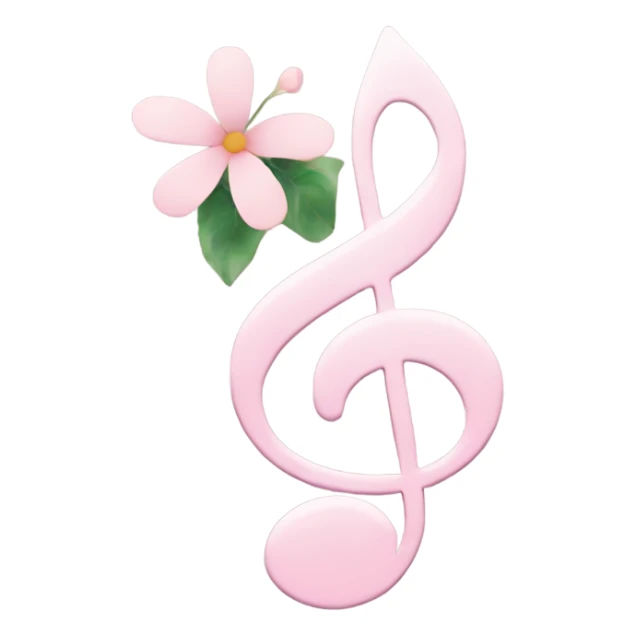 Pale pink music note with pale pink flower  sticker
