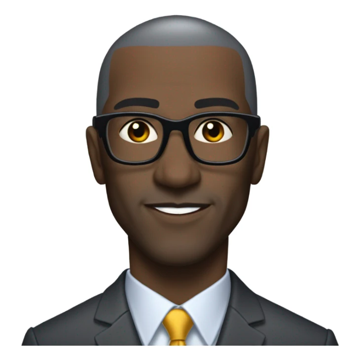 Shannon sharp with round faced suit and glasses and buzz cut and small eyes and over 50 small gray bearded receding hairline and small black eyes sticker