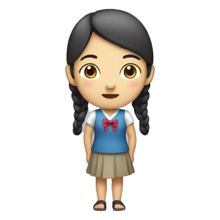 Full body Asian Girl standing wearing bow  sticker