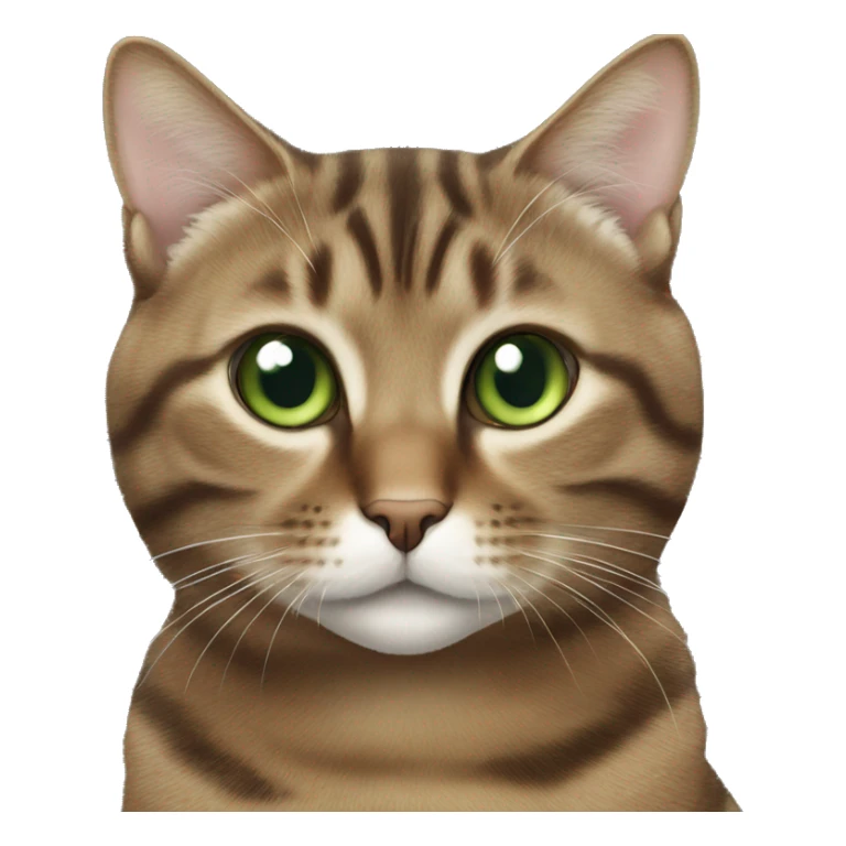 Realistic brown tabby cat with white chin and green eyes sticker