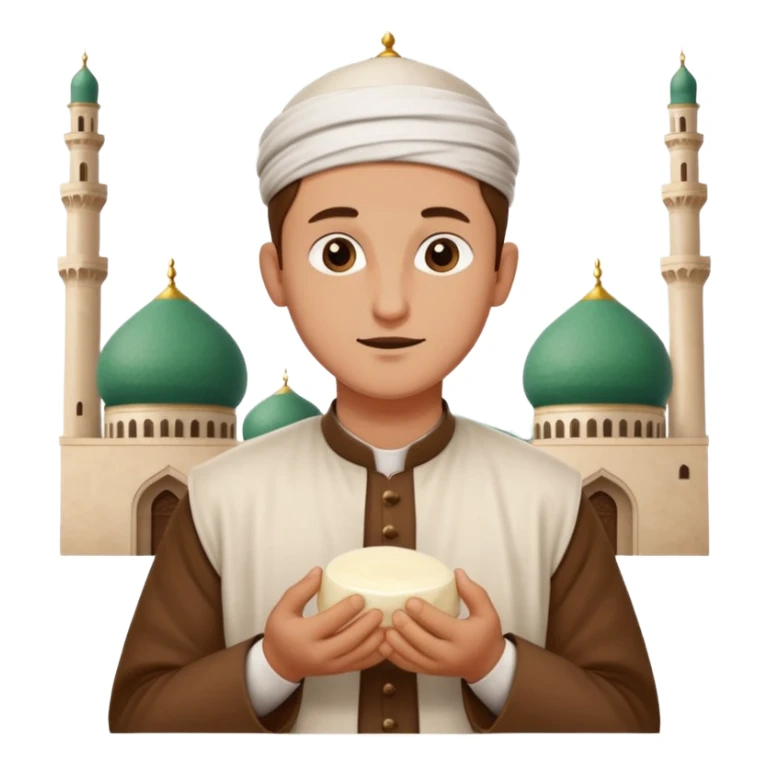 some guy eating 1kg of mozzarella, make it nepalese, more brown, slightly less brown, in a mosque, praying sticker