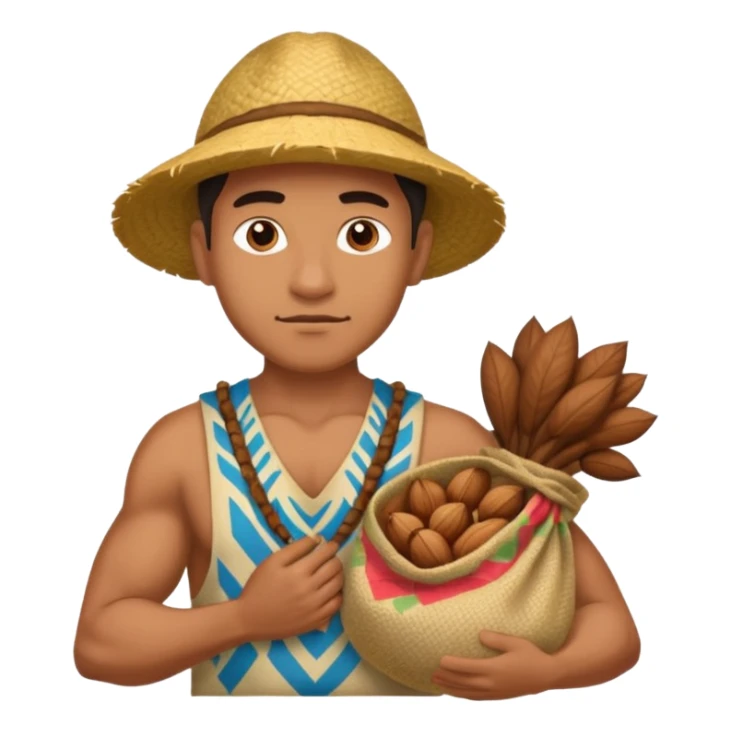 Strong Native Hawaii man holding a sack of nuts sticker