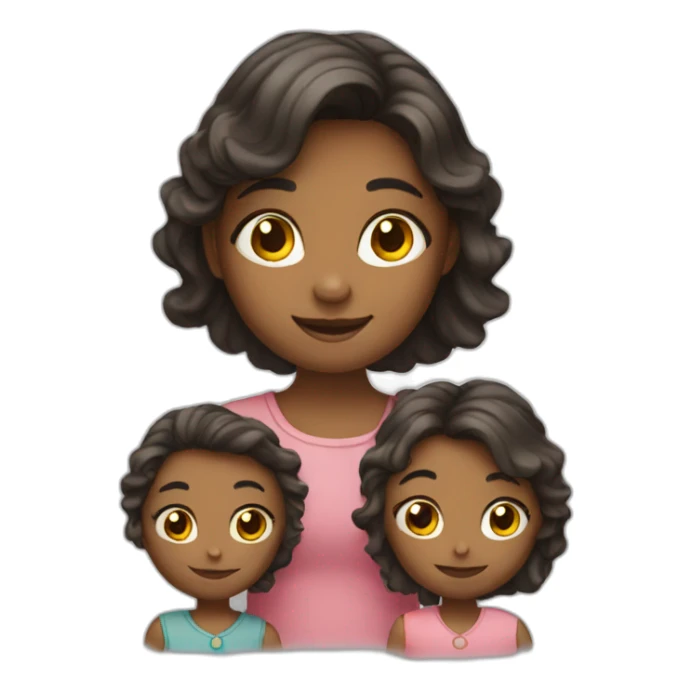 a girl with 3 children sticker