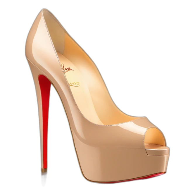 Louboutin nude patent Leather Lady Peep Toe Platform sticker