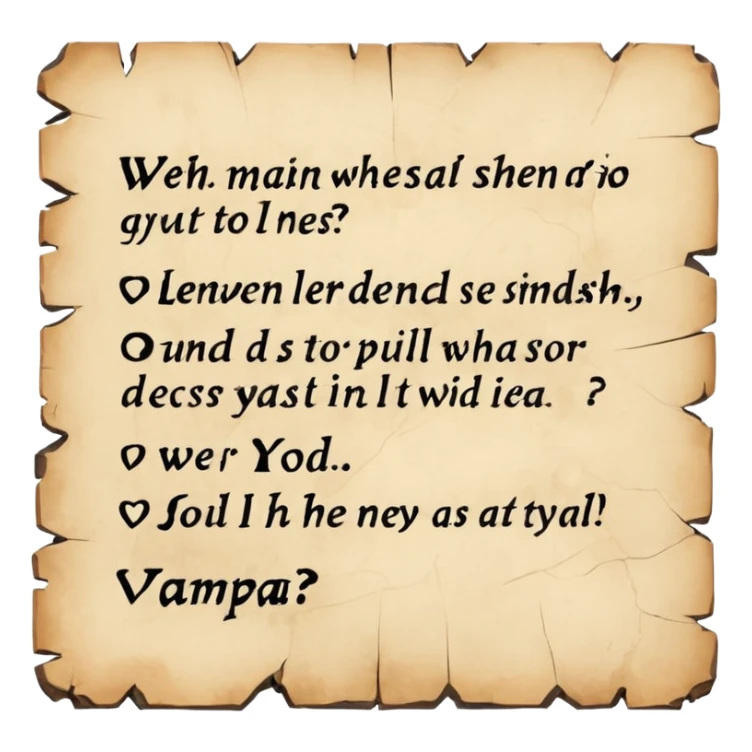 Text VAMPA? When? written on old pergamin sticker