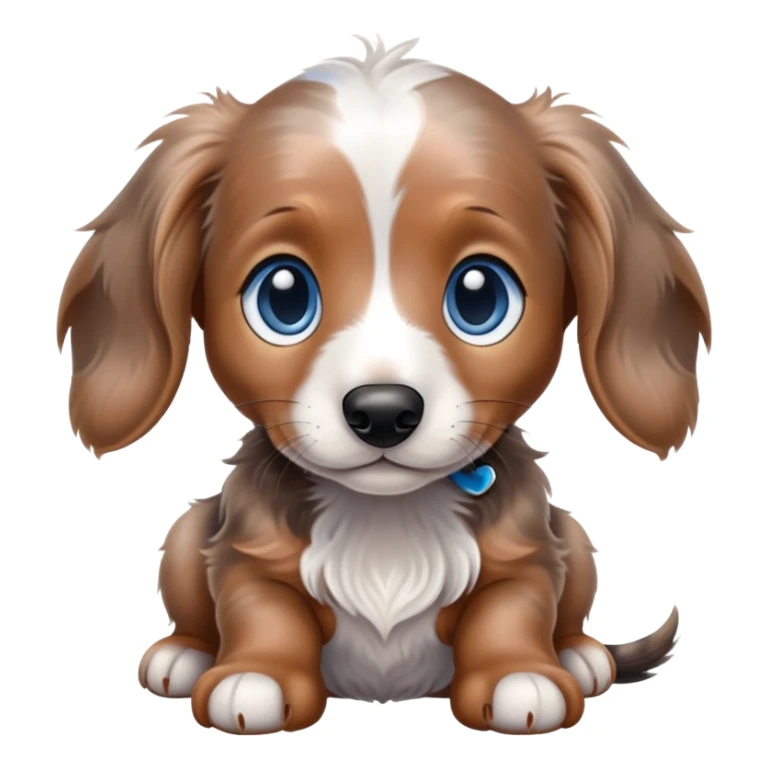 Brown Merle long hair dachshund puppy with blue eyes sticker