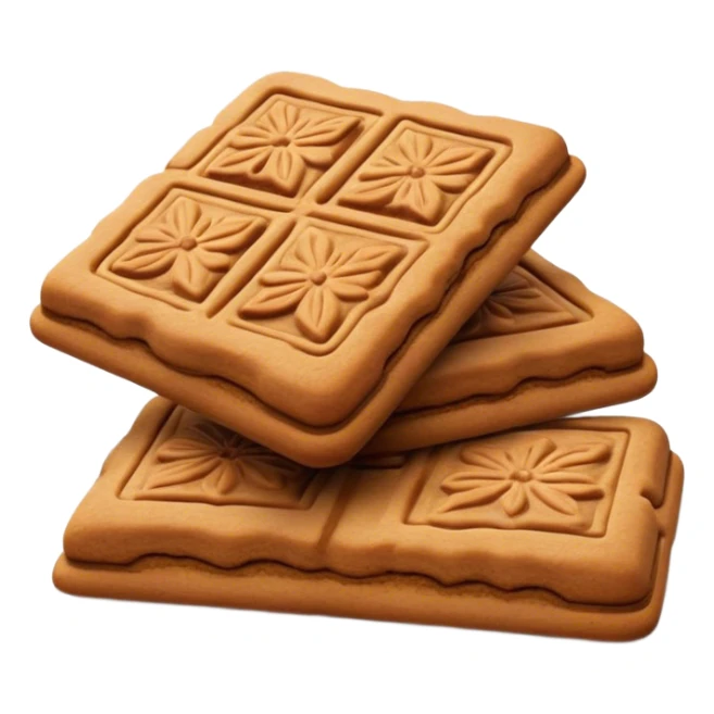 Cinematic Realistic Speculaas Biscuit Emoji, featuring spiced, crisp cookies rendered with lifelike detail and warm, aromatic lighting. sticker
