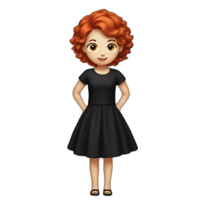 Short red hair girl dress in black sticker
